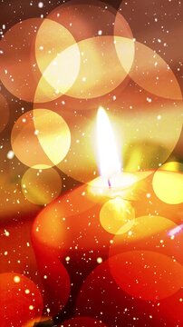 video, candela, fiamma, nevicata, neve, natale, sfondo natalizio, verticale