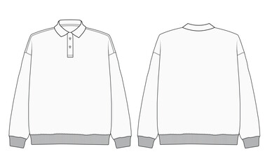 Men's Polo Shirt Long Sleeve Quarter Half batton Polo Collar Sweater vector Template