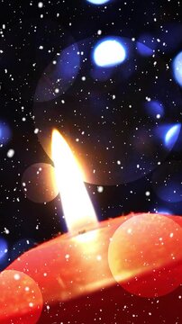 video, candela, fiamma, nevicata, neve, natale, sfondo natalizio, verticale