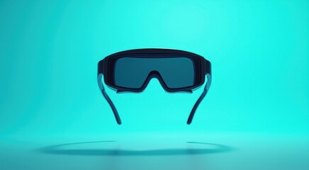 A close up of a pair of goggles with a blue background