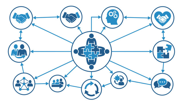 Visual representation of teamwork collaboration and partnership for business success and company growth strategy