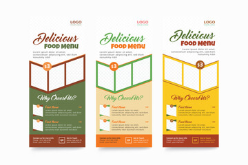Restaurant menu rollup banner template