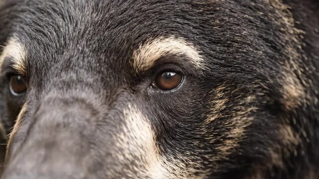 Extreme Close up of a Black Bears Eye Opening and Closing, Revealing Depth and Texture