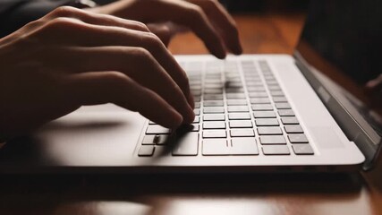 Engaged hands skillfully navigating a laptop keyboard, depicting a focused individual immersed in productivity, digital communication, or creative - Powered by Adobe