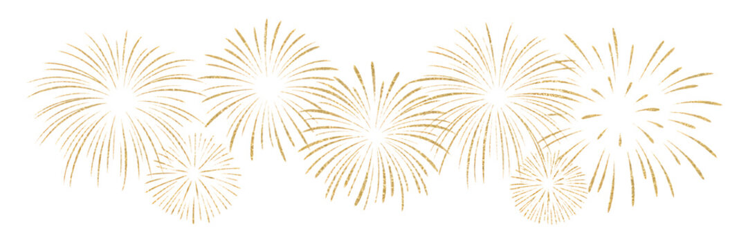 Golden new year celebration fireworks display vector illustration festive party event background 100char