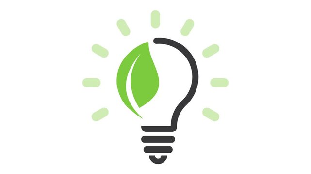 Save energy symbol. Light bulb with a energy icon and green leaf.