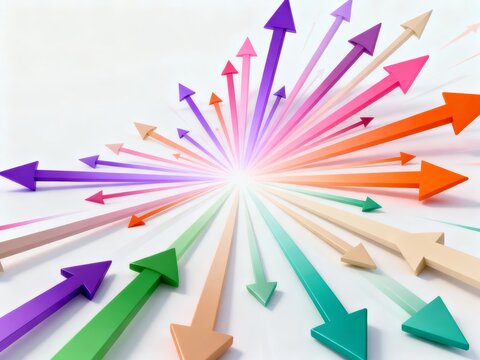 Colorful arrows radiating outward from a central point in a burst pattern