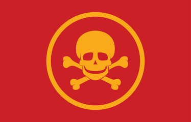 Skull and crossbones icon symbol on perfect for Unsuitable materials. evil looking horror skull. clean background. Death symbol, danger or poison icon. vector, tattoo, halloween, poisonous, deadly