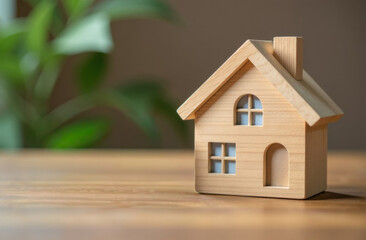 Wooden house on a table. Concept of the real estate market. Business and financial concept, market analysis, real estate costs, housing prices, rent a house