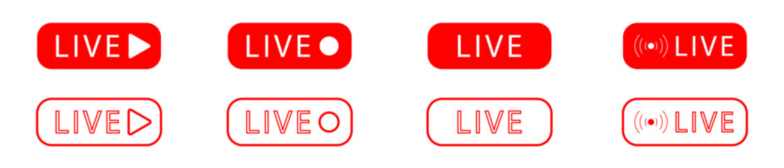 Live, streaming, broadcasting, online stream button, icon. Vector illustration