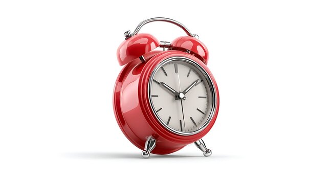 red alarm clock isolated on white background