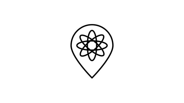 A red pin adorned with an atom symbol, symbolizing scientific concepts or research.