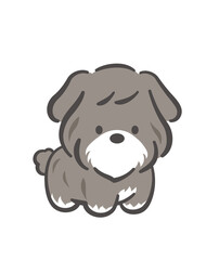 A Cute And Innocent Cartoonish Grayish Puppy Vector Illustration Isolated On A White Background. 