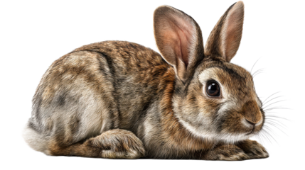 Adorable brown rabbit with long ears resting on white surface, perfect for Easter promotions and natural themes