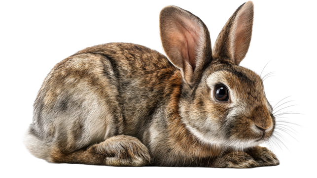 Adorable brown rabbit with long ears resting on white surface, perfect for Easter promotions and natural themes