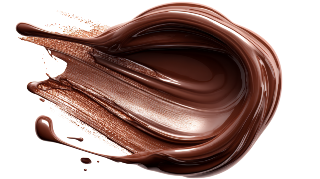 Rich dark chocolate swirl with creamy texture and glossy sheen, perfect for food advertising and confectionery branding visuals.