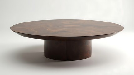 Unique detail: Designer coffee table tabletop with subtle, natural-looking patterns and striations, crafted entirely from compressed mycelium bio-material, emphasizing luxurious appearance.