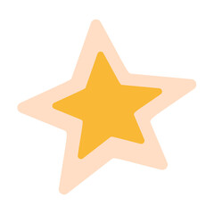 Stylized five pointed yellow star Christmas ornament. Flat style vector illustration. Ideal for holiday decor, stickers, tree decorations, celestial themes, and seasonal accents