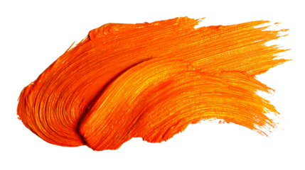 Vibrant orange paint smear with visible brush strokes and texture, perfect for adding dynamic energy to abstract backgrounds and creative projects.