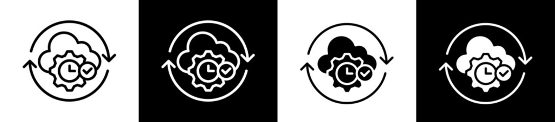 Cloud Optimization Icon Set In Black And White Filled Style Collection 