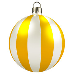 3D Gold and Silver Striped Christmas Ball Ornament 