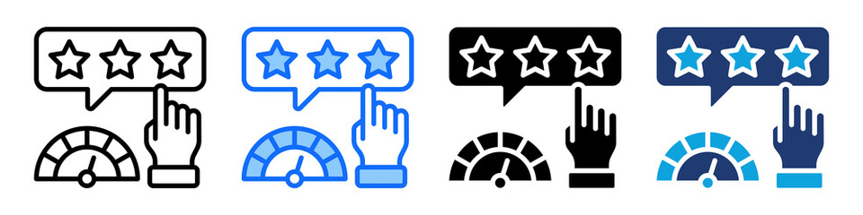 Performance Rating Icon Set Multi Style Vector Illustration