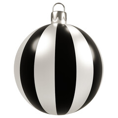 3D Black and Silver Striped Christmas Ball Ornament