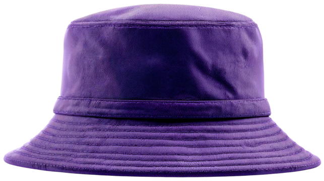 Vibrant purple bucket hat with textured fabric and a wide brim, perfect for sunny day fashion and outdoor accessories.
