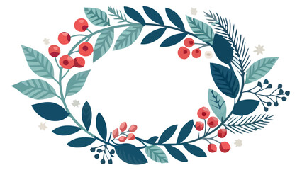 Delightful holiday wreath with winter foliage and bright red berries for festive celebrations