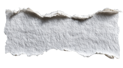 Torn paper strip with rough textured edges and fibrous details, perfect for text overlays and fragmented communication visuals.