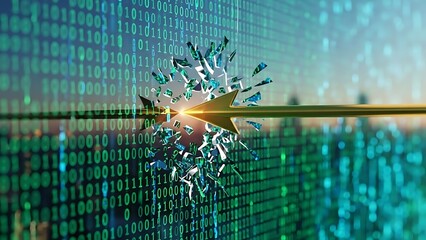 Penetrating Cyber Security Defenses with Precision Accuracy and Speed, Data Breach Concept, Digital Attack, Network Security, Data Protection