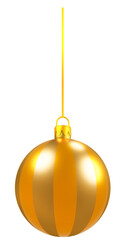 3D Golden Striped Christmas Ball Ornament on a String