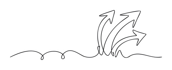 Dynamic arrows pointing upwards and to the side conveying growth progress success and forward movement useful for business concepts and strategies