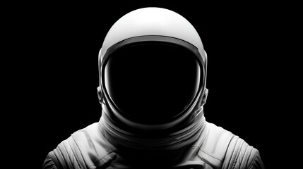 Astronaut's helmet and suit against a dark background - futuristic and mysterious essence of space exploration.