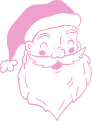 Whimsical Vintage Pink Santa Claus  Hand-drawn