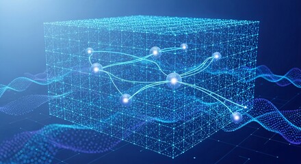 Quantum Firewall Cybersecurity Abstract Grid Visualization