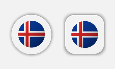 Obraz premium Iceland Rounded National Flag Button Icon