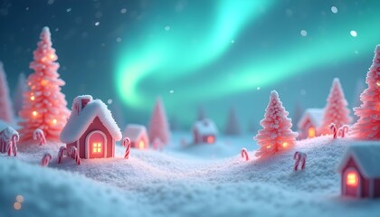 A whimsical candyland Christmas background, pastel colors, candy canes, gumdrop houses on snowy hills, soft clay texture, HD 8k, during a bright, clear afternoon with sharp shadows.