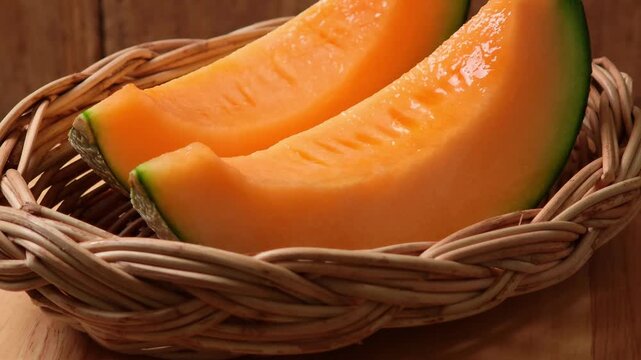 Ripe melons in a basket