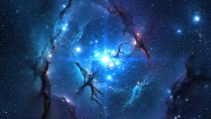 Stunning nebula galaxy with brilliant stars and cosmic dust perfect for scifi movie scene, astronomy documentaries, and space exploration backgrounds