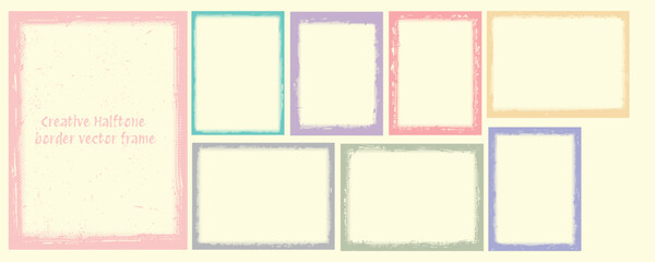 Halftone Background with Border and Frame Design Collation