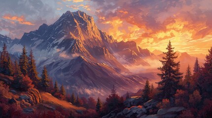 sunset over the mountains