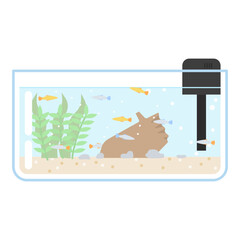 Vector illustration of a fish tank with tropical freshwater fish