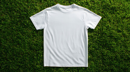 A spotless white tee shirt on a green grass background (3)