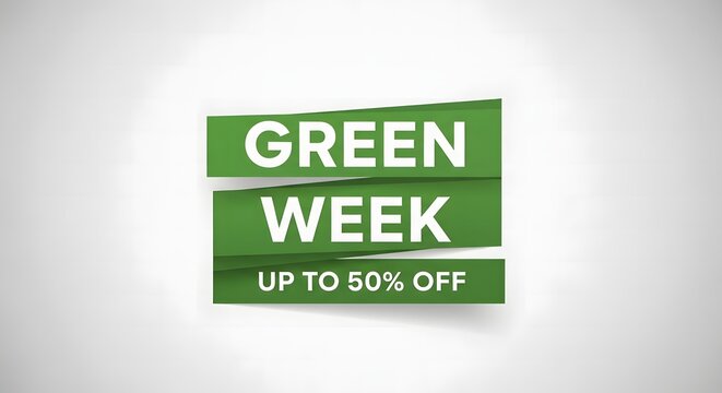 Green week sale up to 50 percent off discount banner