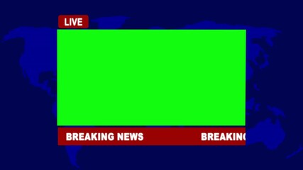 Live breaking news lower third template with green screen. Modern broadcast graphics overlay for TV news and media in 4K. Modern news live streaming TV broadcast backdrop.
