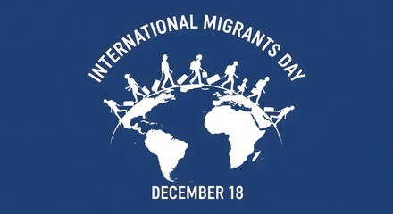 International migrants day december 18 globe silhouette of people walking