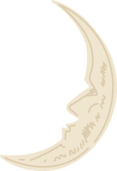 Crescent Moon With Face Silhouette