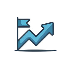 Minimal Bullish Flag Pattern Icon With Upward Arrow and Flag Box
