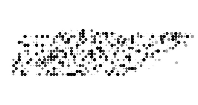Modern Falling Dot Graphics Forming the Tennessee Map